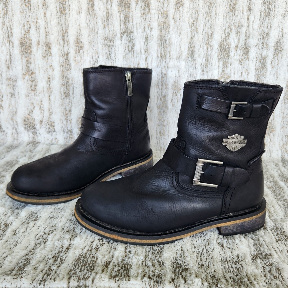 Harley-Davidson "Kommer" Waterproof Motorcycle Boots Black Leather | Women's 7 - Picture 2 of 13